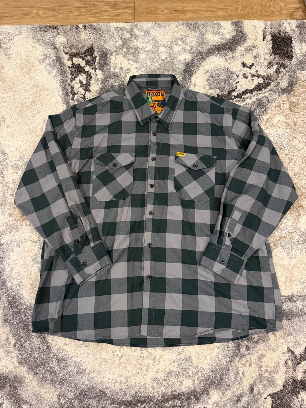 DIXXON Flannel Company BEELINE 4XL Gray Line Snap Button Flannel Shirt